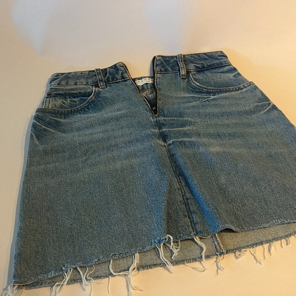 Sandro Paris Denim Mini Skirt, Size 2 FR/Size 6 US